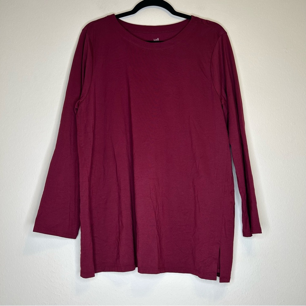 J. Jill Luxe Supima forward seam tunic Maroon size XL Petite